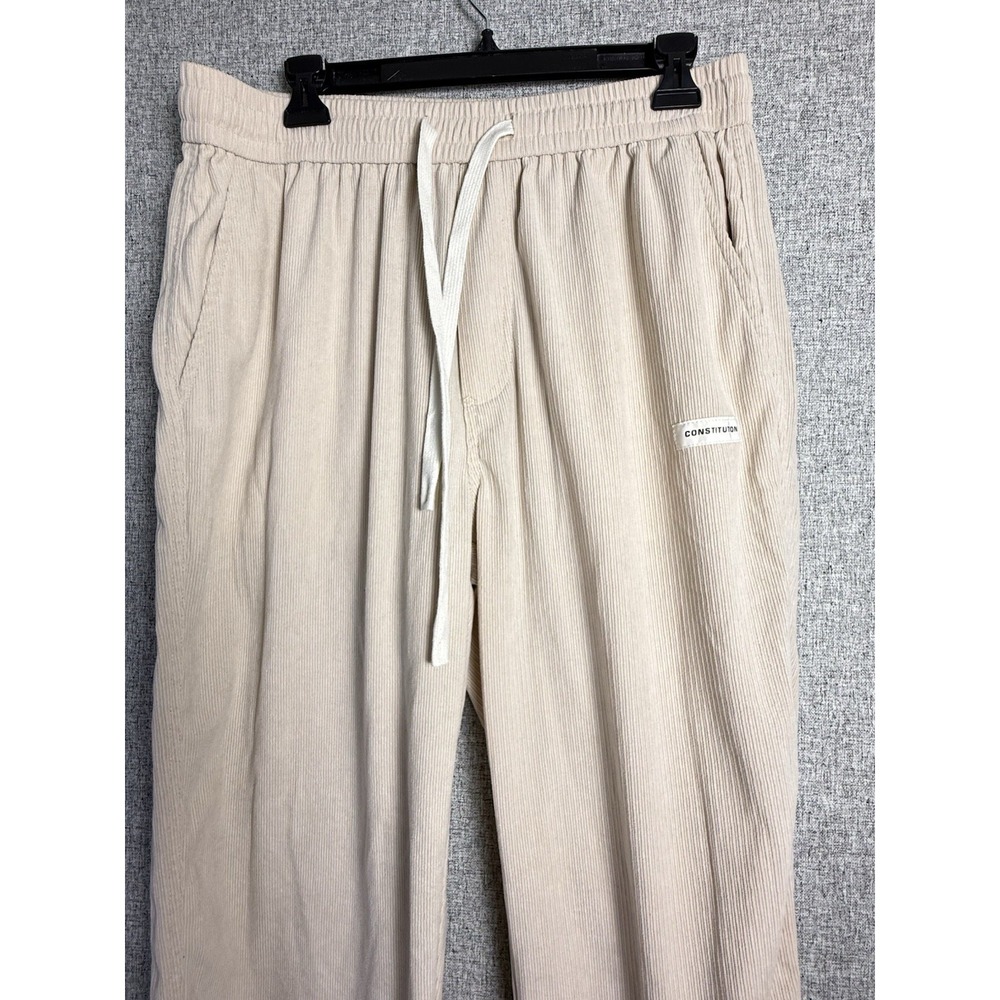 Constitution‎ Beige Tan Corduroy Drawstring Pockets Sweatpants Men's Size LARGE - Picture 2 of 4